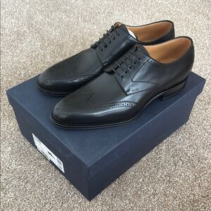Dior Men's Black Leather Dress Shoes Lace-up Timeless Derby